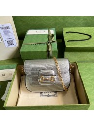 Gucci Horsebit 1955 lizard mini bag 675801 Silver HY12133vX95