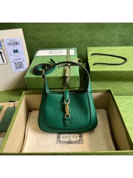 Gucci Jackie 1961 mini natural grain leather hobo bag 637091 Emerald green HY21993AM45