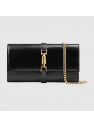 Gucci Jackie 1961 ostrich chain wallet 652681 black HY12034oK58
