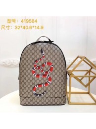 Gucci Kingsnake Print GG Supreme Backpack 419584 Brown HY25021Qu69