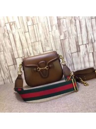 Gucci Lady Web Hand-Stained Leather Shoulder Bag 380573 Brown HY13702XW58