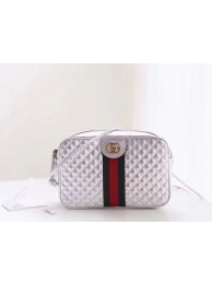 Gucci Laminated leather small shoulder bag 51061 silver HY3121Qu69