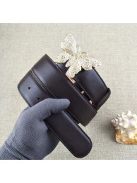 Gucci leather belt with butterfly 499553 black Gold Buckle HY5502Ym74
