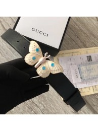 Gucci leather belt with butterfly A409417 Black HY24268qB82