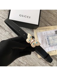 Gucci leather belt with butterfly A409418 Black HY17416JD63