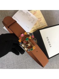 Gucci Leather belt with crystal Double G buckle 513184 Camel HY14304Ea63