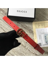 Gucci Leather belt with crystal Double G buckle G22555 red HY16711tL32