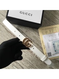 Gucci Leather belt with crystal Double G buckle G22555 white HY12720oJ62