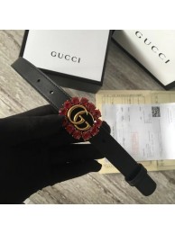 Gucci Leather belt with Double G and crystals 501175 black HY15691vm49