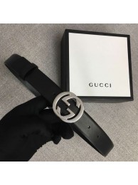 Gucci Leather belt with Double G buckle 406831 black HY18494KX22