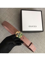 Gucci Leather belt with tiger head 543152 pink HY12151qM91