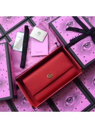 Gucci Leather Continental Wallet 456116 Red HY25984Ea63