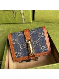 Gucci Leather french flap wallet 645536 blue HY4630Ag46