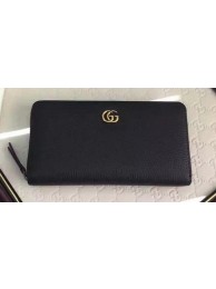 Gucci Leather Zip Around Wallet 456117 Black HY19340Jz48