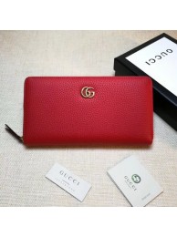 Gucci Leather Zip Around Wallet 456117 Red HY10245KX51