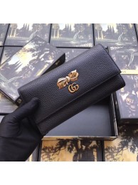 Gucci Leather zip around wallet with bow 524290 black HY24113SS41