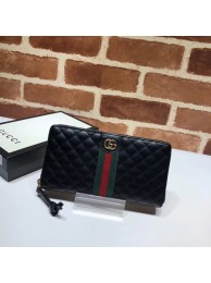 Gucci Leather zip around wallet with Double G 536450 Black HY25179fH28