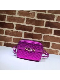 Gucci Mini laminated leather bag 534950 Fuchsia HY21276qM91