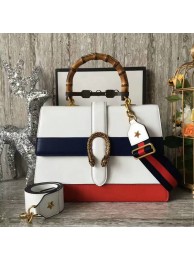 Gucci Now Bamboo Shopper Bag 421999A Whtie&Red&Dark Blue HY796VF54