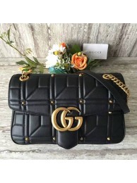 Gucci Now Marmont Mmatelasse Shoulder Bag 443496 Black HY3016CI68