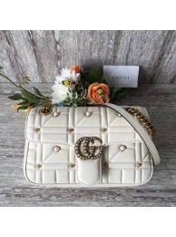 Gucci Now Marmont Mmatelasse Shoulder Bag 443497 White HY2715Kn56