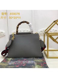 Gucci Nymphaea Leather Top Handle Bag 459076 Grey HY7682su78