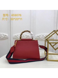 Gucci Nymphaea Leather Top Handle Bag 459076 Red HY11793pA42