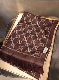 Gucci OBLIQUE STOLE IN WOOL AND CASHMERE GG55620 brown HY9781rf34