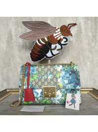 Gucci Padlock Blooms GG Shoulder Bag 409486 Blue HY11638Mc61