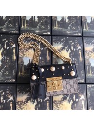 Gucci Padlock small GG Pearl shoulder bag A409487 black HY12658dN21