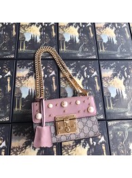 Gucci Padlock small GG Pearl shoulder bag A409487 pink HY9454yC28
