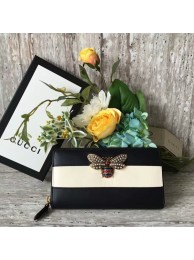 Gucci Queen Margaret Calfskin Leather Wallet 476069 Black&White HY26053pk20