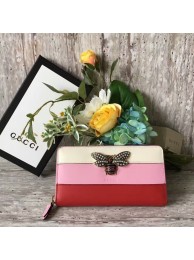 Gucci Queen Margaret Calfskin Leather Wallet 476069 White&Pink&Red HY1650yx89