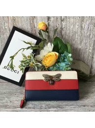 Gucci Queen Margaret Calfskin Leather Wallet 476069 White&Red&Blue HY26974yC28