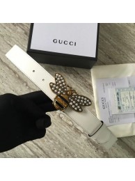 Gucci Queen Margaret leather belt 499637 white HY372Zw99