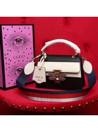 Gucci Queen Margaret Leather Top Handle Bag 476541 Black HY25737EC68