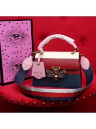 Gucci Queen Margaret Leather Top Handle Bag 476541 Red&White&Blue HY6430KX86