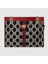 Gucci Rajah GG tweed large shopping bag 537219 black HY8199Xr72