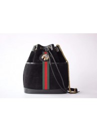 Gucci Rajah medium bucket bag 553961 Black suede HY5755TV86