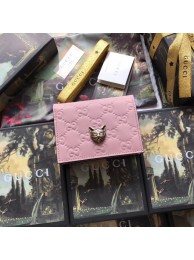 Gucci Signature card case with cat 548057 Pink HY21669zS17