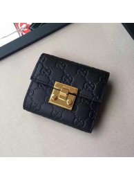 Gucci Signature Leather Padlock Wallet 453155 Black HY9280lU52