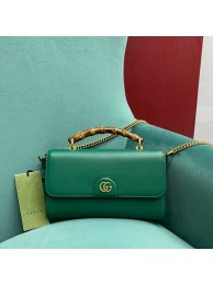Gucci Small top handle bag with Bamboo 675794 green HY26519Yo25