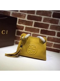 Gucci Soho Small Tote Bag Calfskin Leather 387043 Yellow HY23412jo45