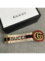 Gucci stripe belt with Double G and crystals 499633 white&blue HY25185Sy67