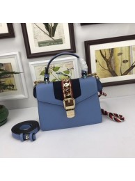 Gucci Sylvie Lather mini Bag 470270 Blue HY11017rh54