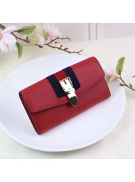 Gucci Sylvie Leather Bi-Fold Wallet 476084 Red HY20201ED90