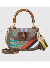 Gucci top handle bag with Bamboo 675798 colorful pattern HY5998Ri95