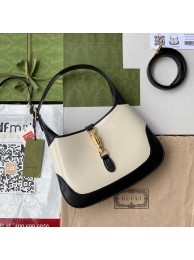 Gucci Vintage Jackie 1961 Original Leather Hobo Bag 636706 White & Black HY6200Jz48