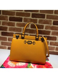 Gucci Zumi grainy leather medium top handle bag 564714 yellow HY14113Pu45
