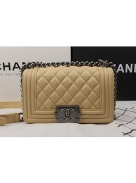 High Imitation Boy Chanel mini Flap Bag Apricot Cannage Pattern A67025 Silver HY8342bg96